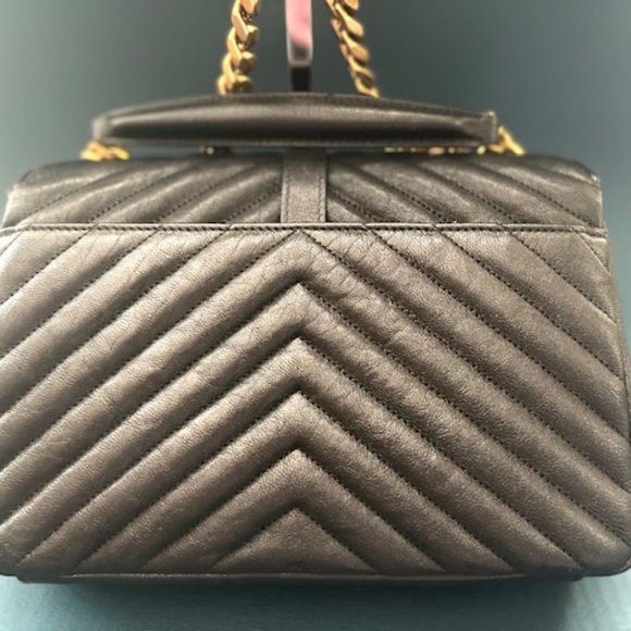 YSL MEDIUM COLLEGE IN QUILTED LEATHER $ 2,650  LAMBSKIN SATCHEL - Picture 4 of 12